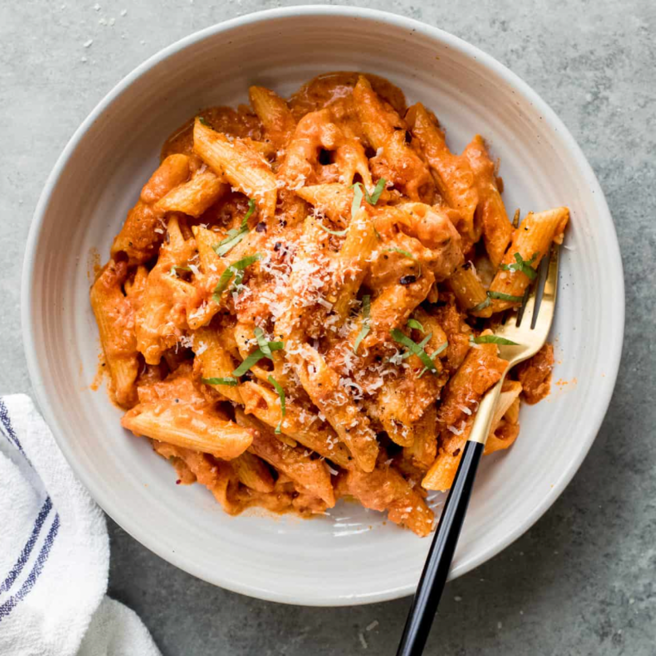 Penne Pasta with Tomato and cheese sauce