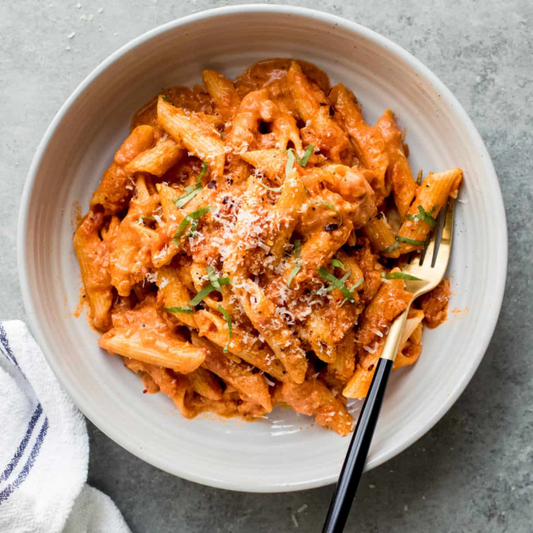 Penne Pasta with Tomato and cheese sauce