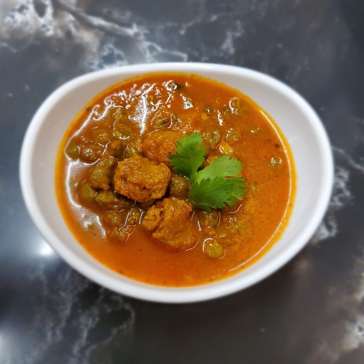 Green Peas (Matar) with Soya Chunks